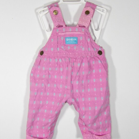 Vintage Oshkosh Overalls Flowers Print Pink Size 3/6 Months Baby - Picture 3 of 7